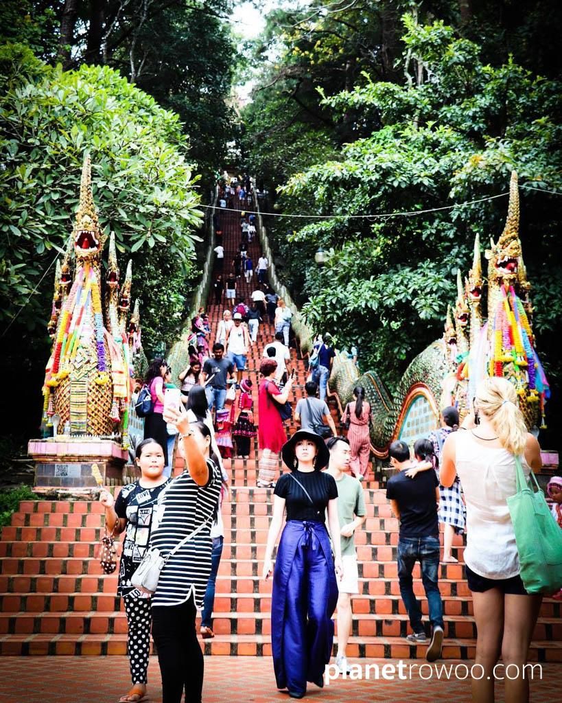 306-step stairway to Wat Phra That Doi Suthep flanked by Naga (serpents)