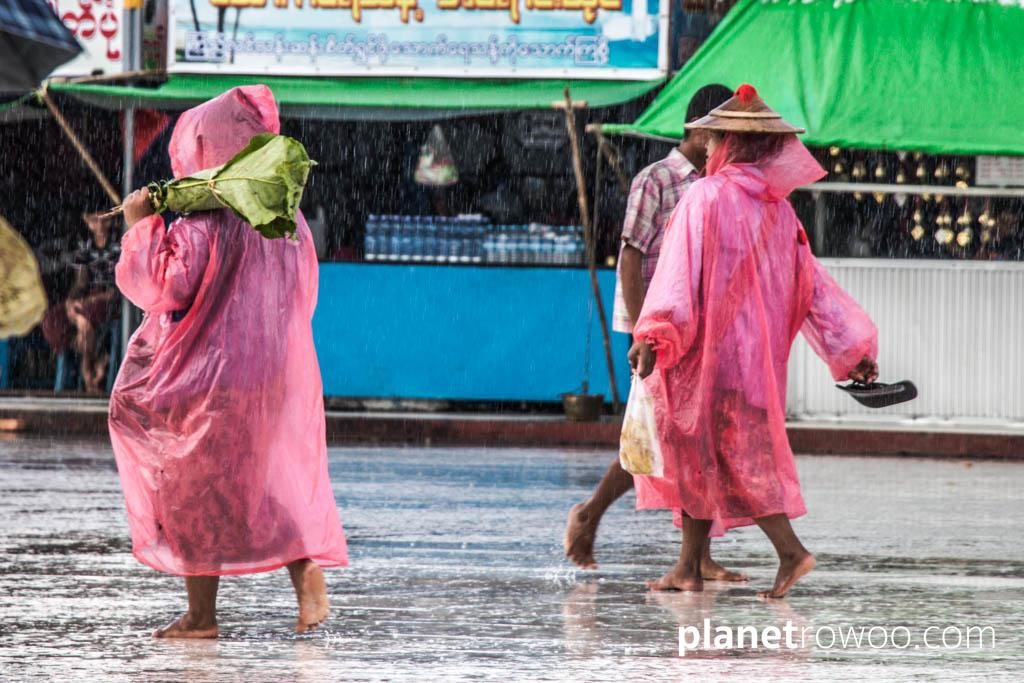 Barefoot in the rain at Golden Rock