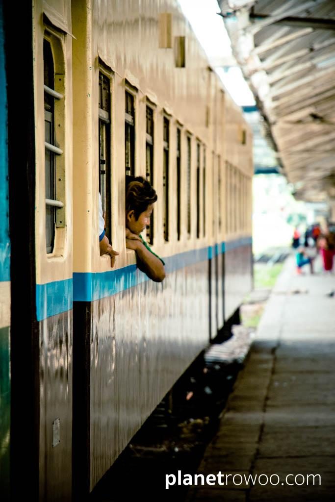 Yangon Central station train arriving