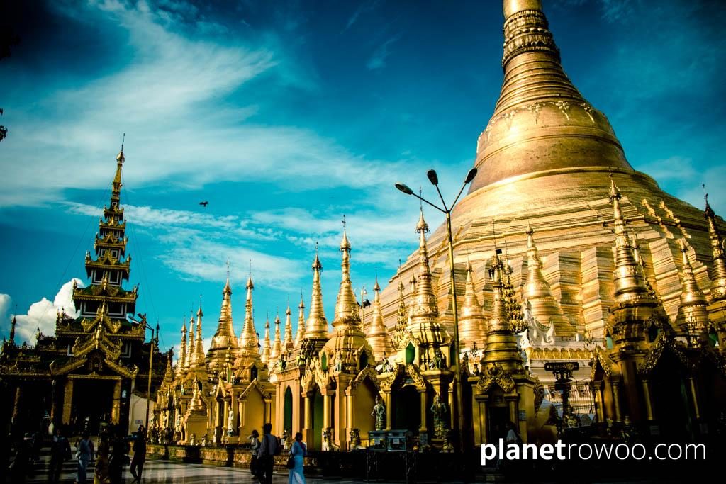 The Shwedagon Pagoda and surrounding shrines