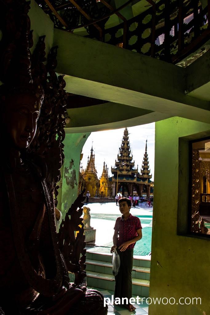 Inside a shrine at the Shwedagon Pagoda