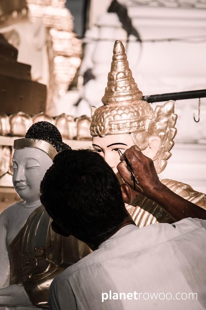 Restoration work at the Shwedagon Pagoda