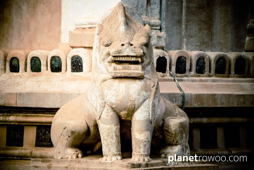 A Chinthe, the mythological Burmese lion at the Ananda temple