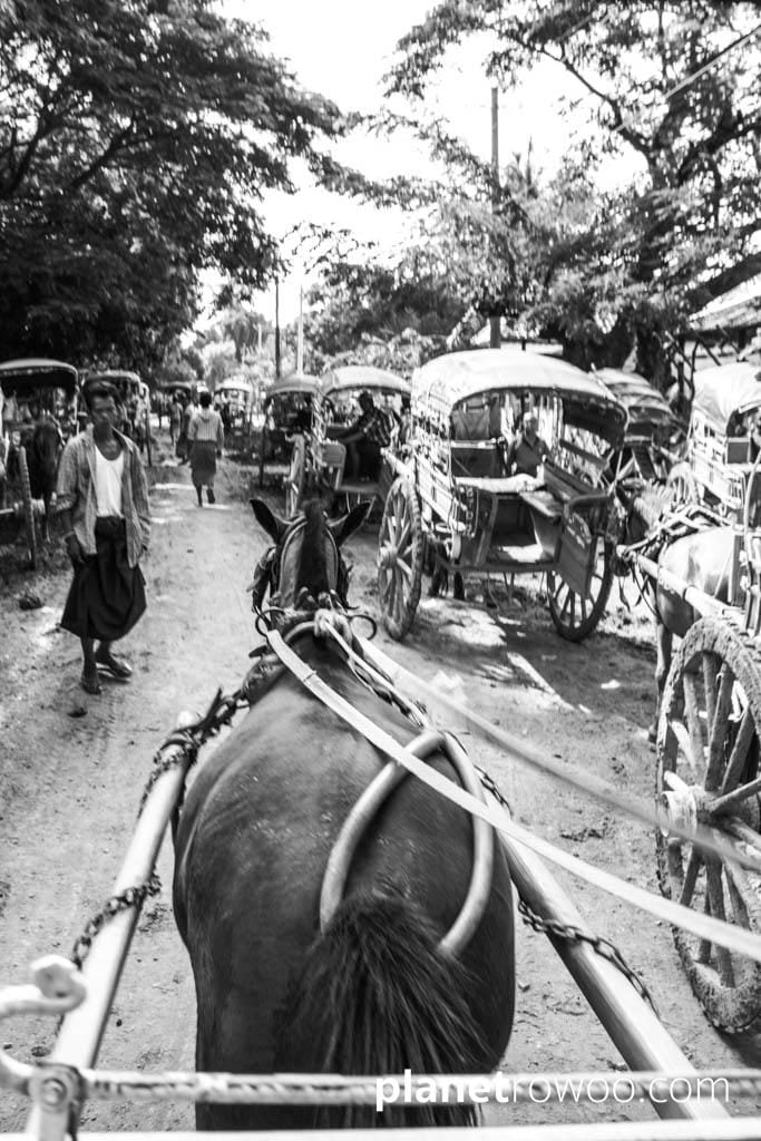 Riding the Inwa horse-cart to the ruins