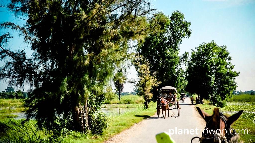 Horse-cart ride between the temples at Inwa