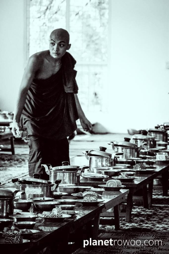 Monk in Mandalay monastery dining hall
