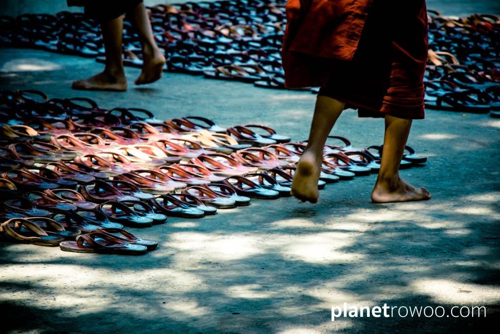 Monks flip-flops at a Mandalay monastery