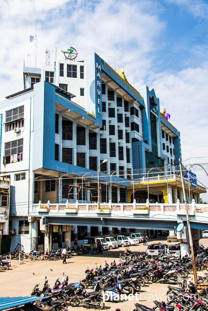 Mandalay Central Railway Station with Marvel hotel above