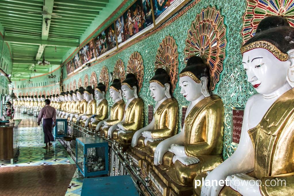 Buddha images inside U Min Thonze Pagoda
