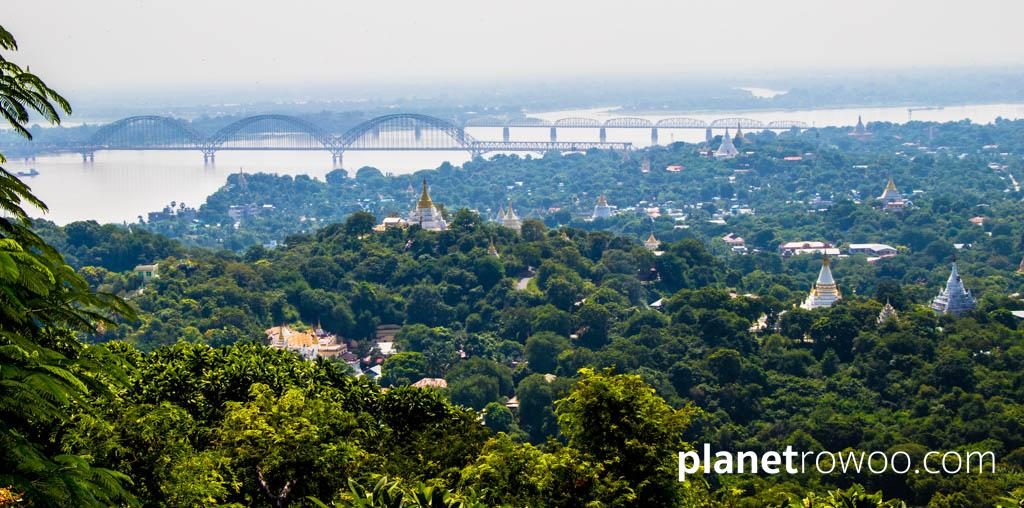 View across Sagaing hill to the Inwa Bridge