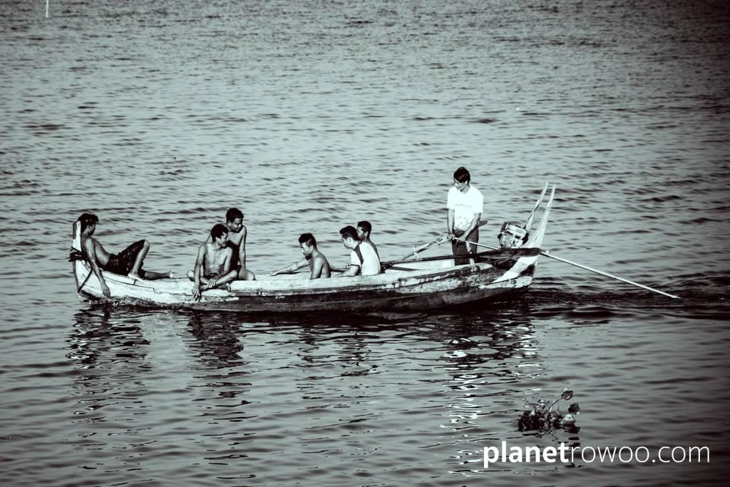 Local youths on Taungthaman Lake