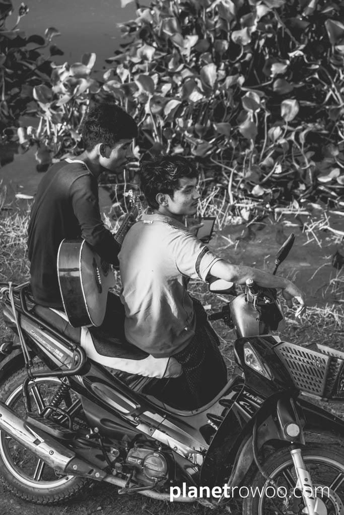 Local youths chilling beneath the U Bein Bridge