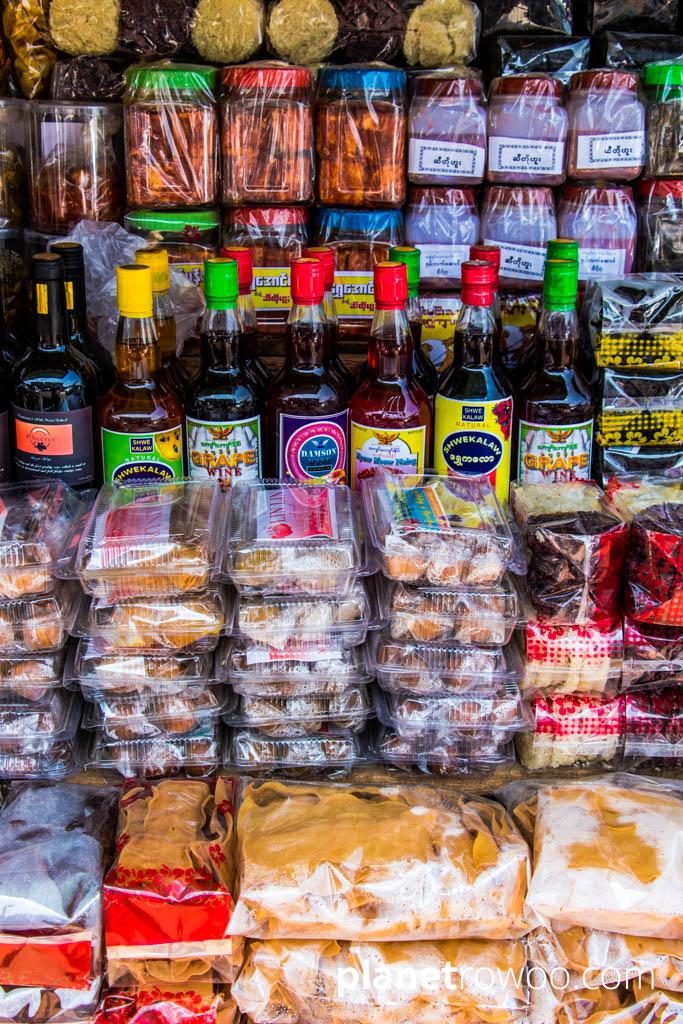 Colourful packaged produce at Kalaw market
