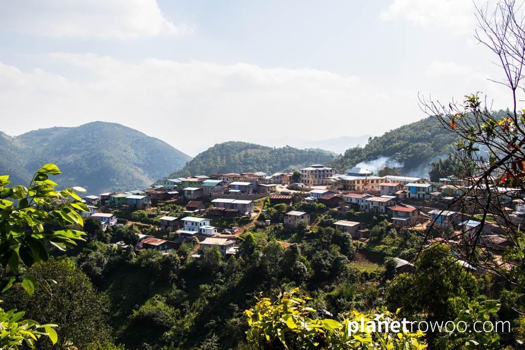 My first sight of Pein Ne Bin village in the Kalaw hills