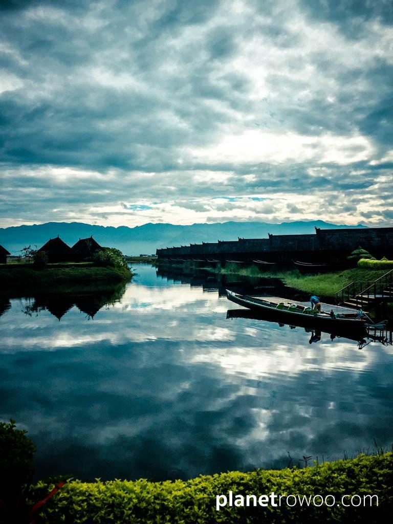 Morning view down the Resort's waterway leading to Inle Lake