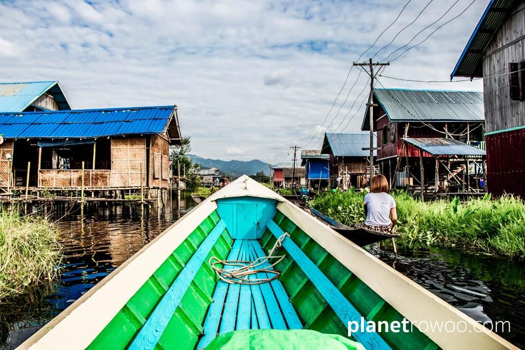 Coasting through an Inle Lake village