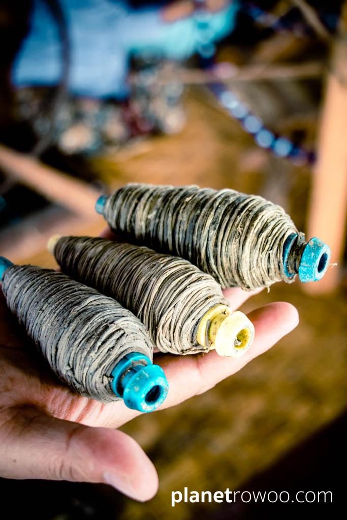 Reels of lotus thread, Inpawkhone weaving village