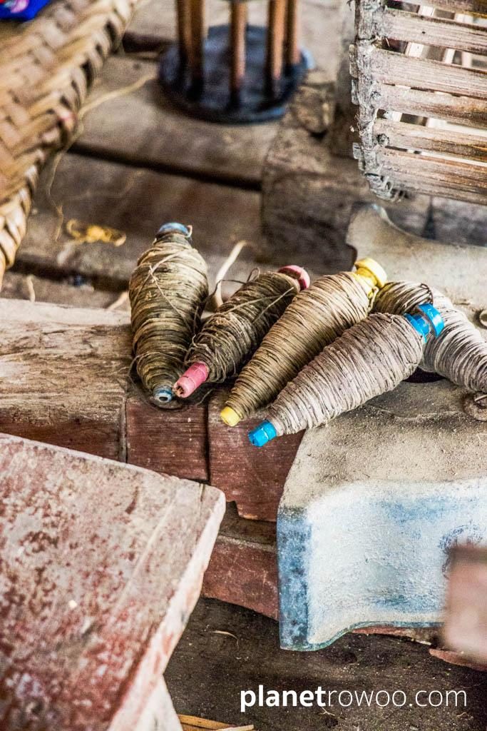 Reels of lotus thread, Inpawkhone weaving village
