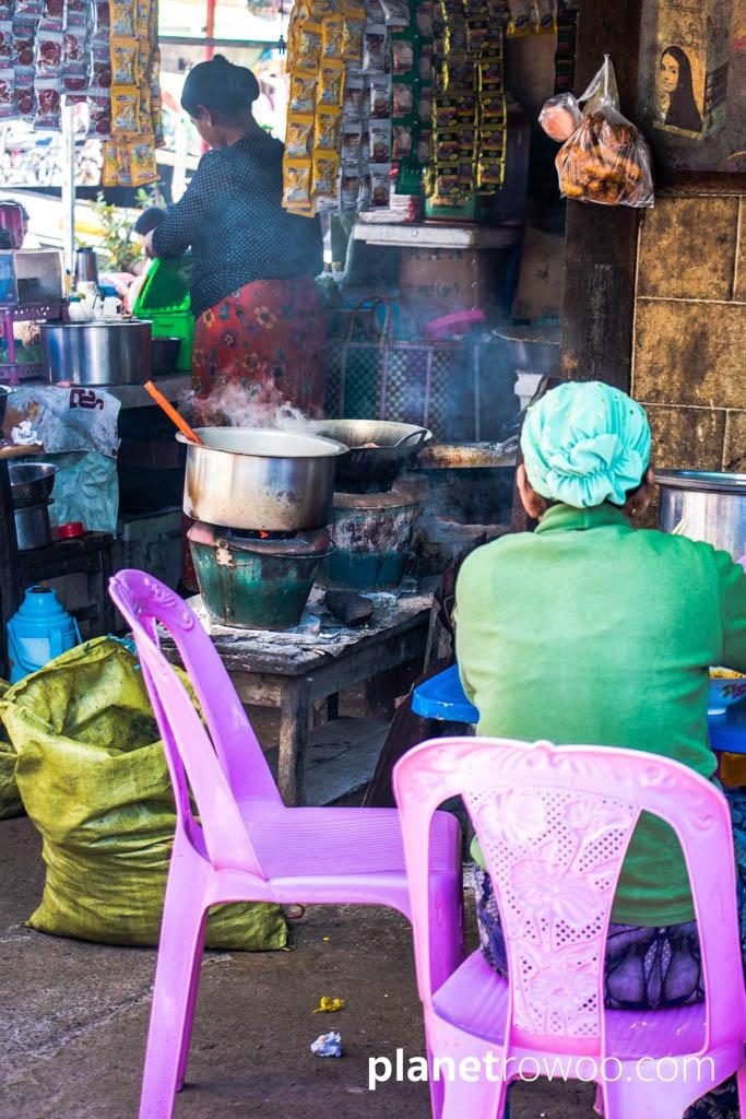 A street food kitchen, Kalaw