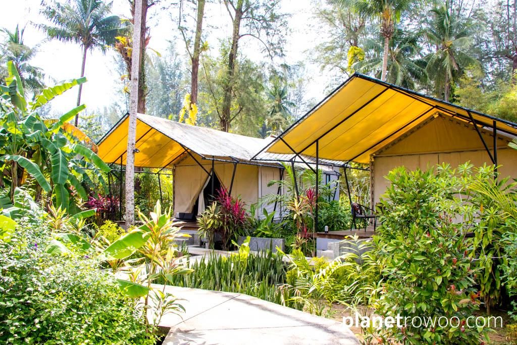 Tented Villas in the palm plantation at Haadson Resort
