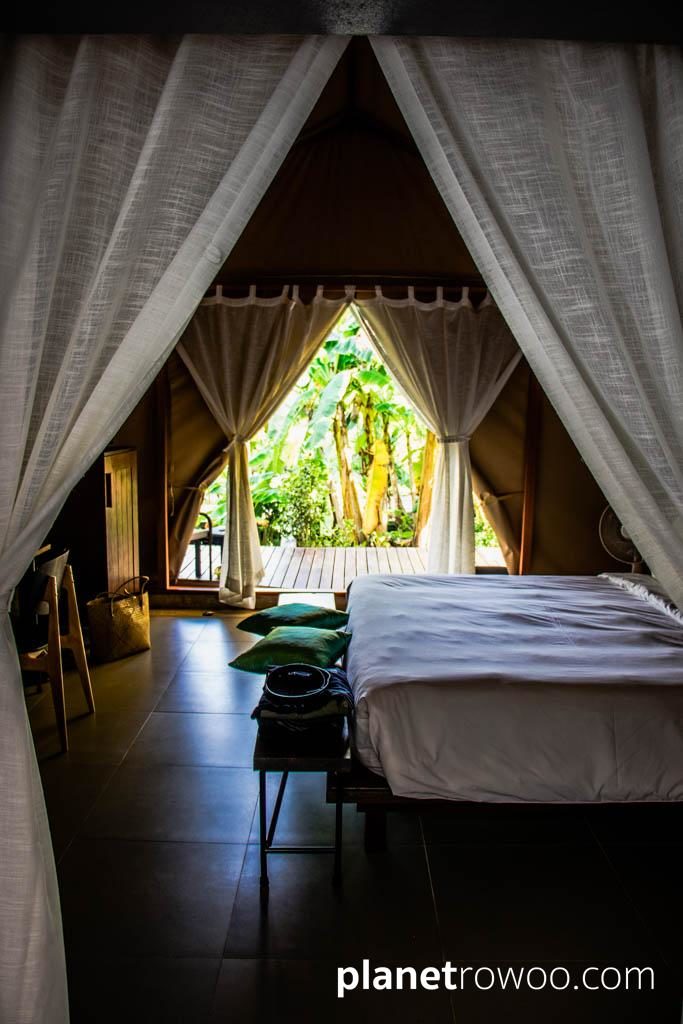 Tented Villa interior at Haadson Resort