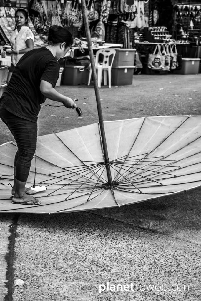 Setting up walking street market, Fisherman's Village, Bophut
