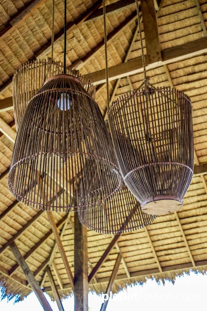 Locally crafted lamp shades at Lisu Lodge