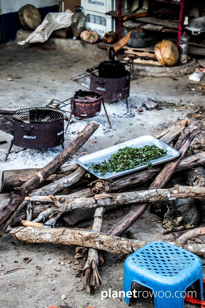 Outdoor cooking area, Lisu hill tribe village, Chiang Mai