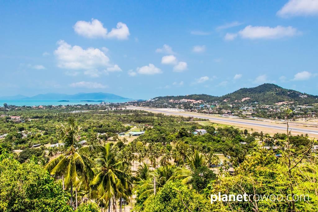 View over Samui airport and Ko Phangan from Khao Hua Jook Pagoda, Koh Samui