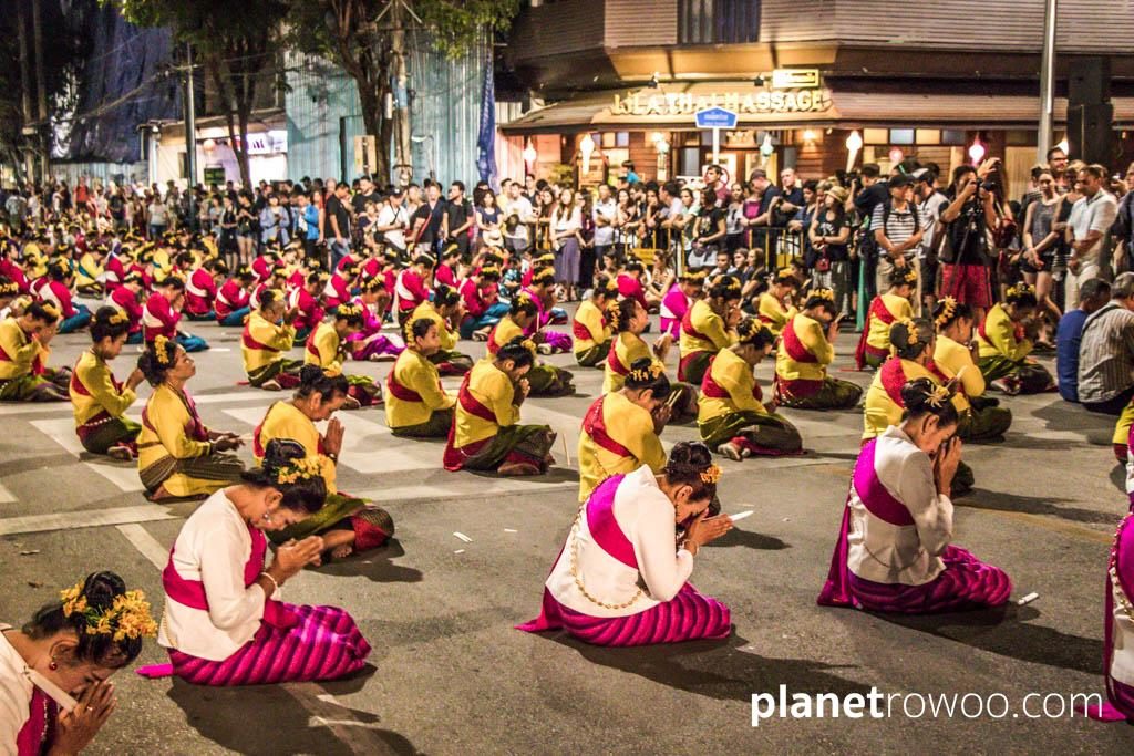 Loy Krathong Traditional Lanna Candle Dance at Three Kings Monument, Chiang Mai