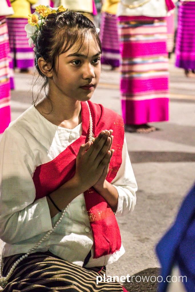 Loy Krathong Traditional Lanna Candle Dance at Three Kings Monument, Chiang Mai