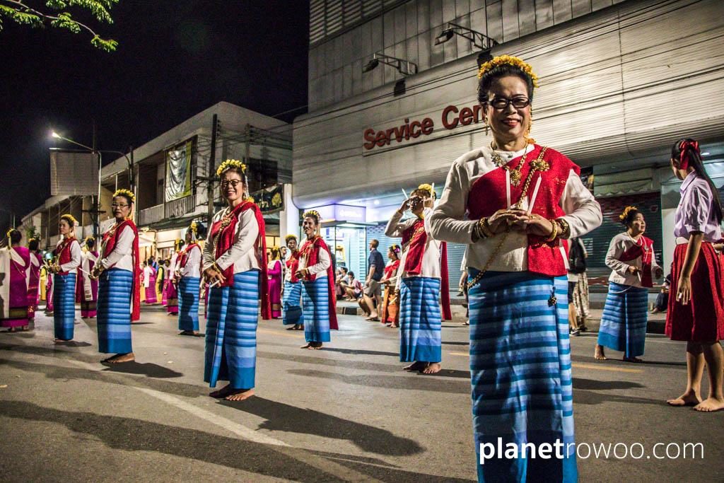 Loy Krathong Traditional Lanna Candle Dance at Three Kings Monument, Chiang Mai