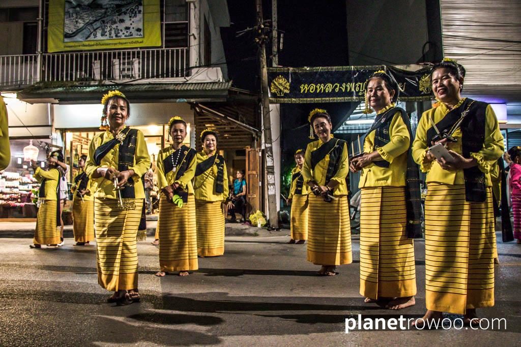 Loy Krathong Traditional Lanna Candle Dance at Three Kings Monument, Chiang Mai