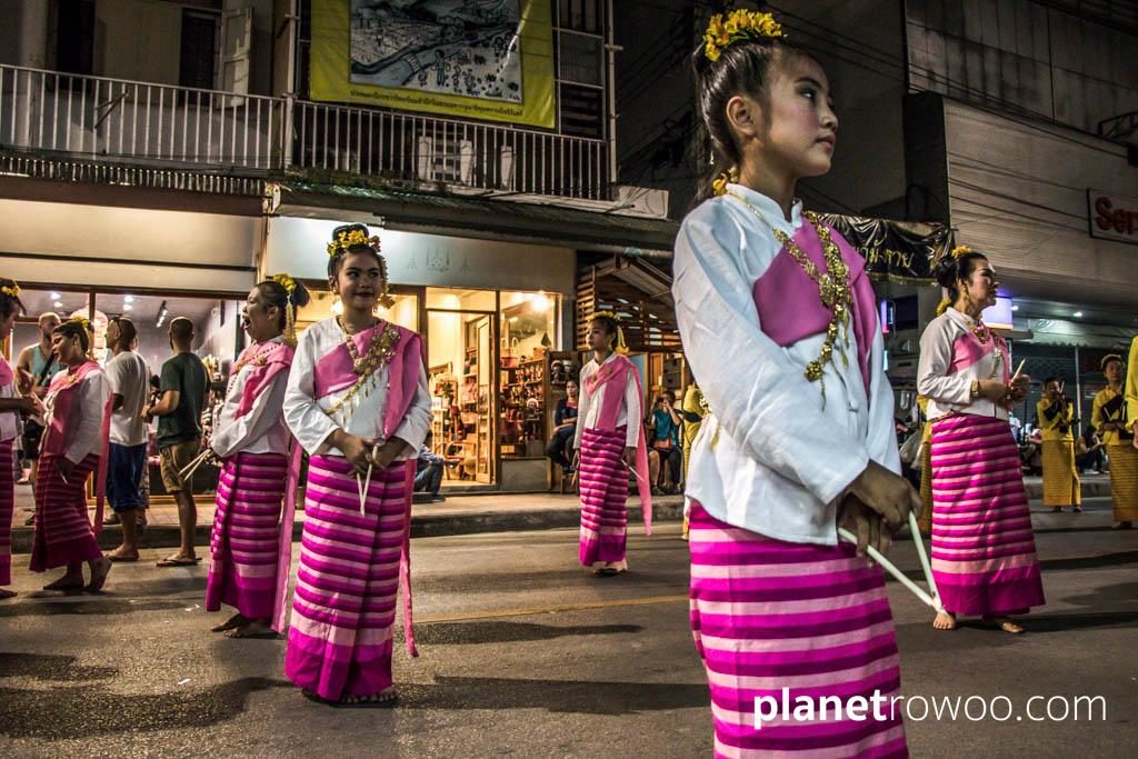 Loy Krathong Traditional Lanna Candle Dance at Three Kings Monument, Chiang Mai
