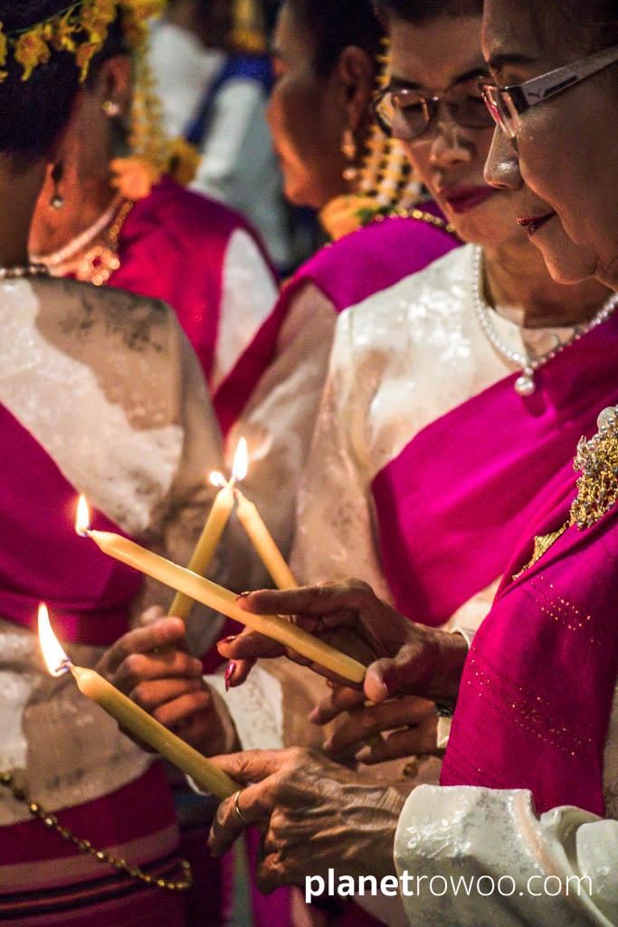 Loy Krathong Traditional Lanna Candle Dance at Three Kings Monument, Chiang Mai
