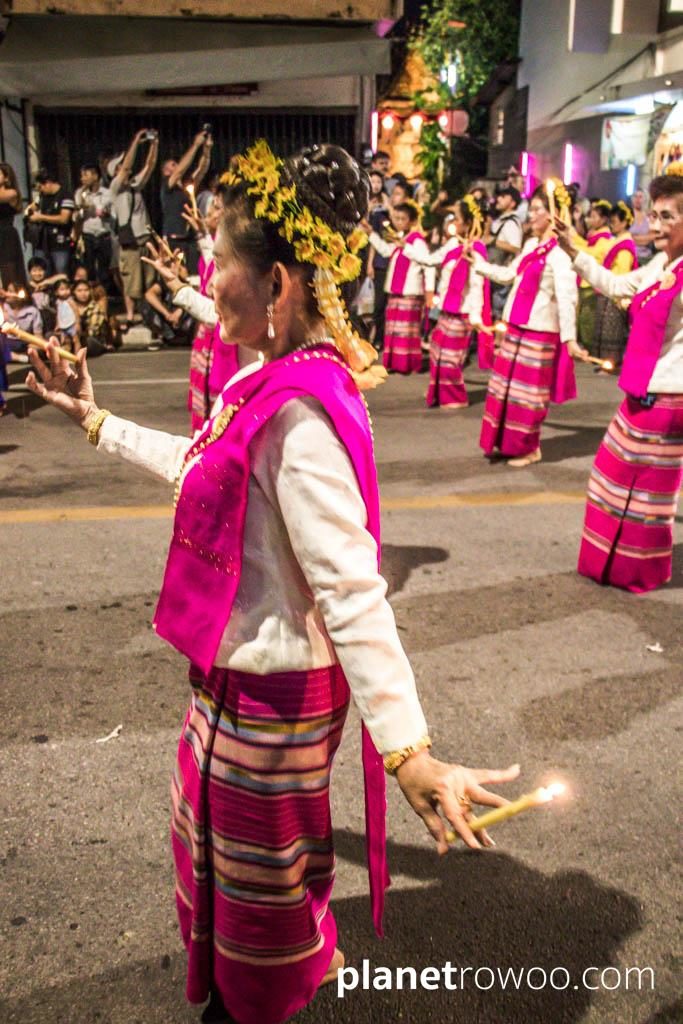 Loy Krathong Traditional Lanna Candle Dance at Three Kings Monument, Chiang Mai