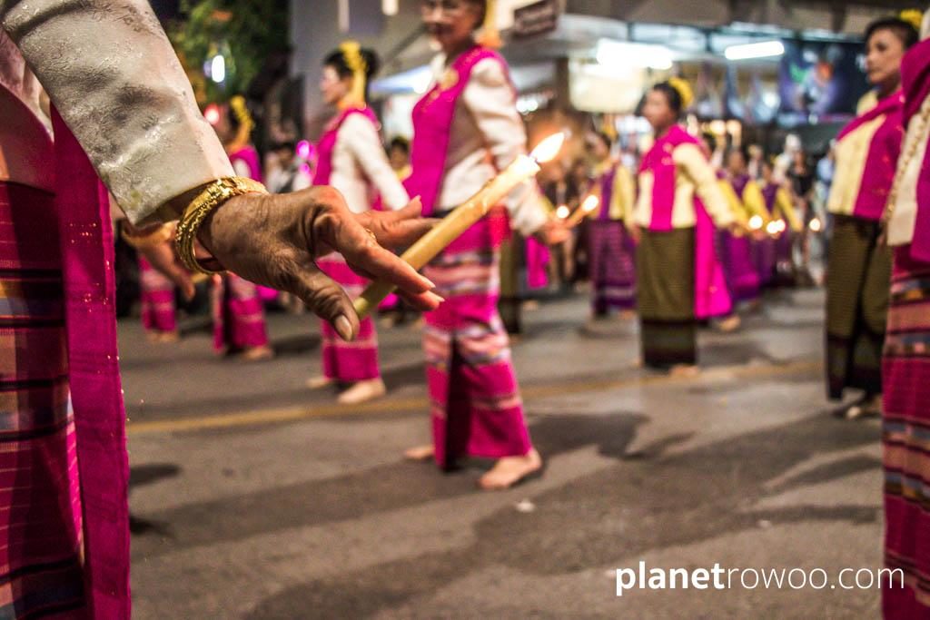 Loy Krathong Traditional Lanna Candle Dance at Three Kings Monument, Chiang Mai