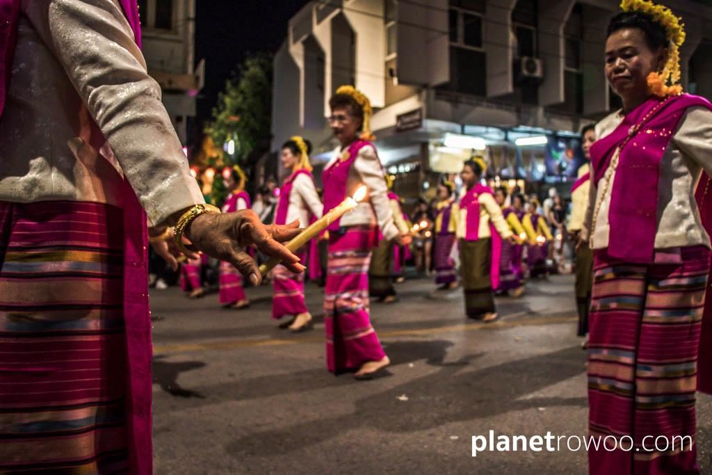 Loy Krathong Traditional Lanna Candle Dance at Three Kings Monument, Chiang Mai