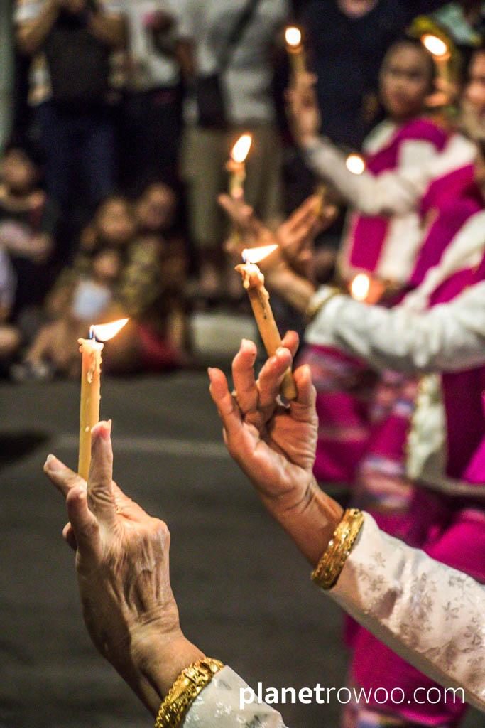 Loy Krathong Traditional Lanna Candle Dance at Three Kings Monument, Chiang Mai