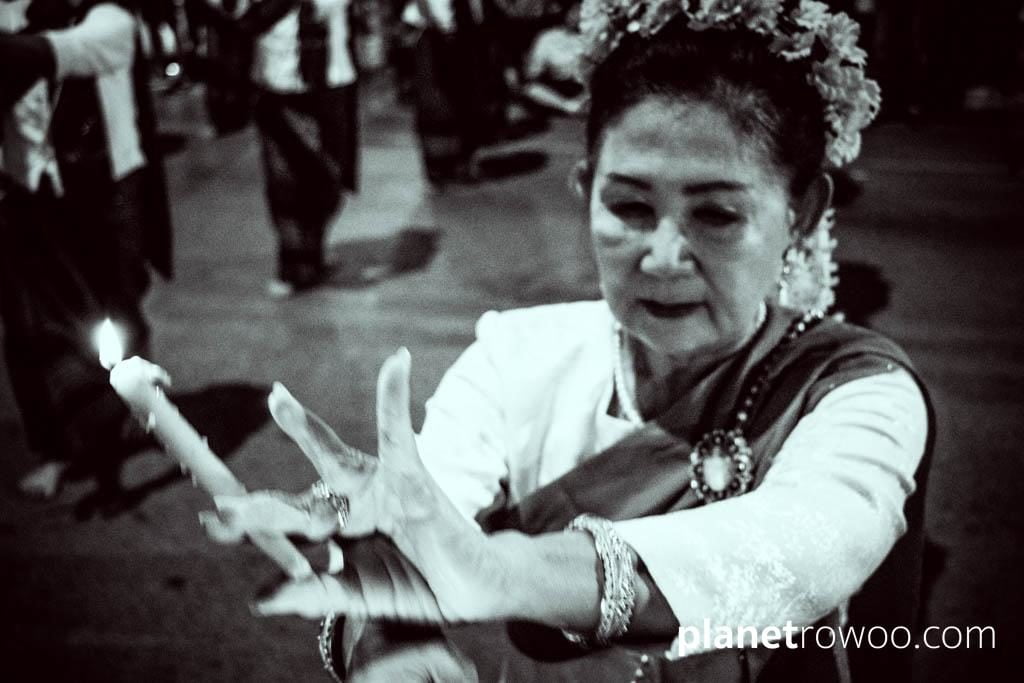 Loy Krathong Traditional Lanna Candle Dance at Three Kings Monument, Chiang Mai