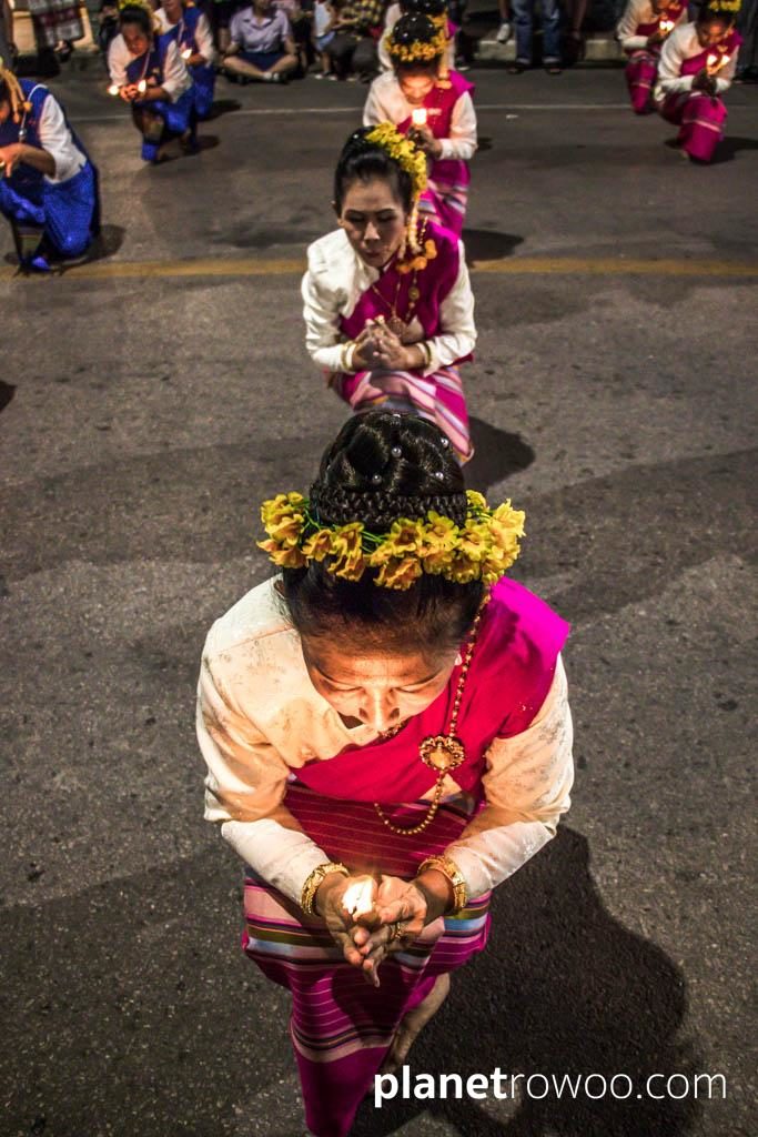 Loy Krathong Traditional Lanna Candle Dance at Three Kings Monument, Chiang Mai