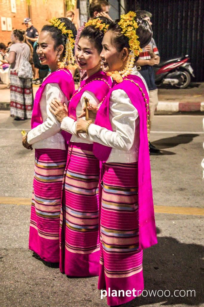 Loy Krathong Traditional Lanna Candle Dance at Three Kings Monument, Chiang Mai