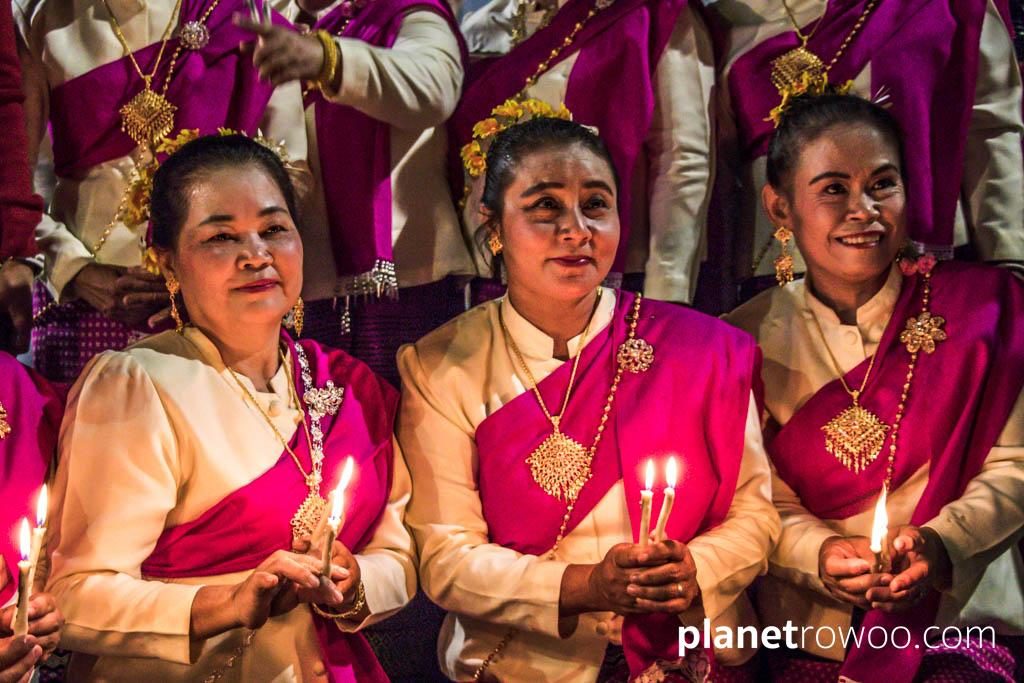 Loy Krathong Traditional Lanna Candle Dance at Three Kings Monument, Chiang Mai
