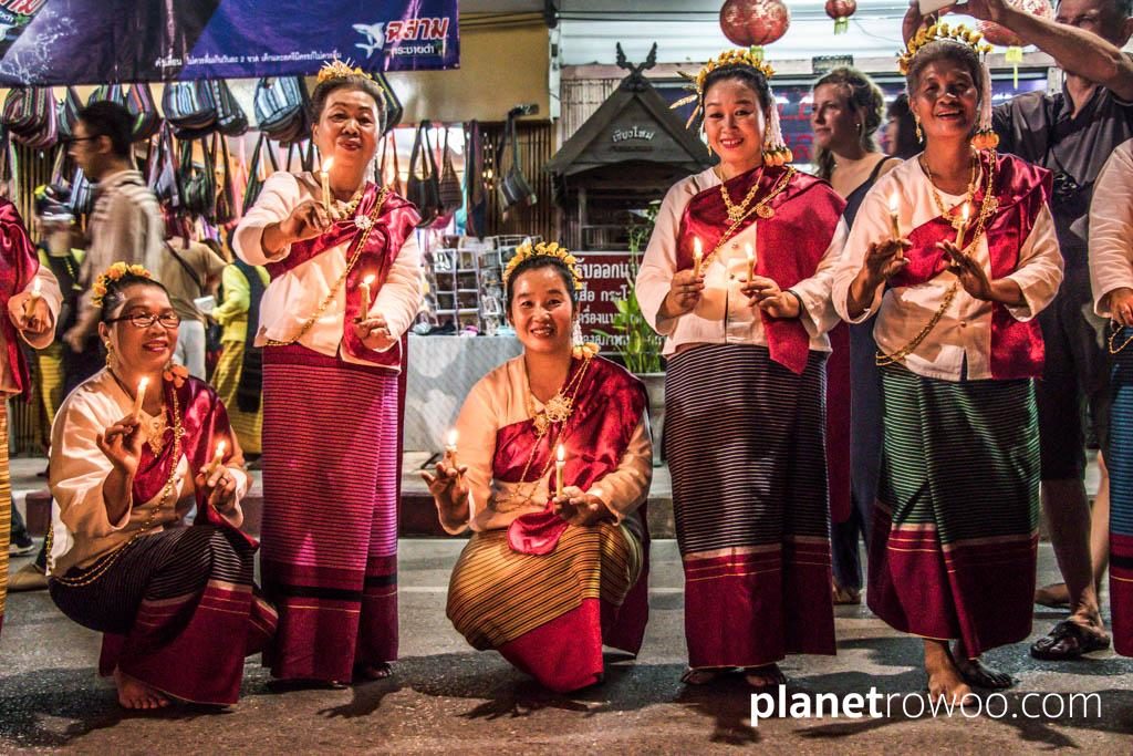 Loy Krathong Traditional Lanna Candle Dance at Three Kings Monument, Chiang Mai