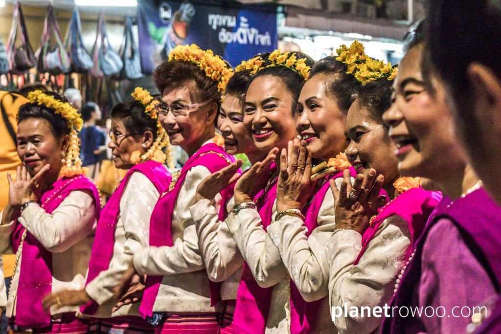 Loy Krathong Traditional Lanna Candle Dance at Three Kings Monument, Chiang Mai
